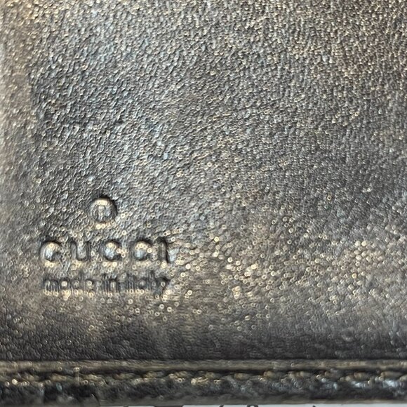 Gucci Guccissima Metal Bar French Flap Wallet Black - Preowned - Picture 9 of 10